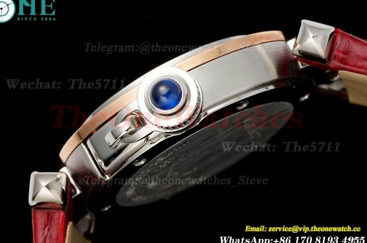 30mm SS De Ladies White LE Cartier Quartz RG Dial Red Pasha AF 0325